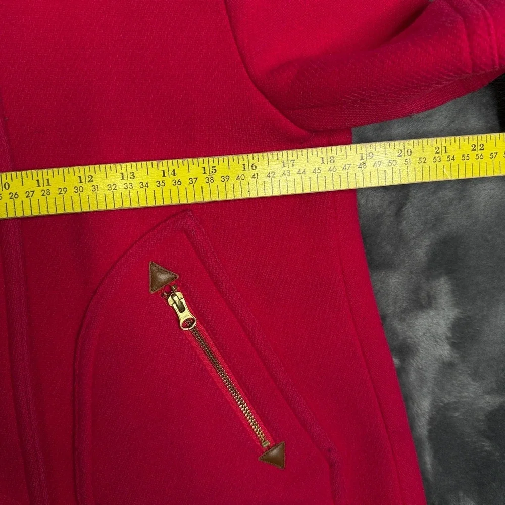 J.Crew Chateau Parka Italian Stadium Cloth Pink Wool Faux Fur Hood Coat 4P - Picture 4 of 9